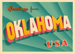 Vintage Touristic Greetings from Oklahoma, USA Postcard - Vector EPS10. Grunge effects can be easily removed for a brand new, clean sign.
