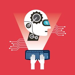 programming artificial intelligence process work vector illustration