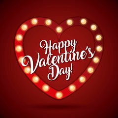 Poster - happy valentines day card heart light shiny vector illustration