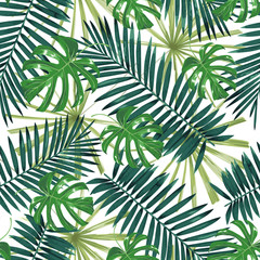  Tropical leaves. Seamless pattern.