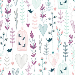 Aufkleber - Vector seamless floral pattern