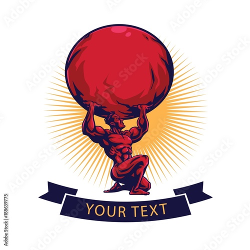 Cuadros en Lienzo Gym, Fitness, Crossfit, Atlas Titan Logo Template Design Vector Illustration