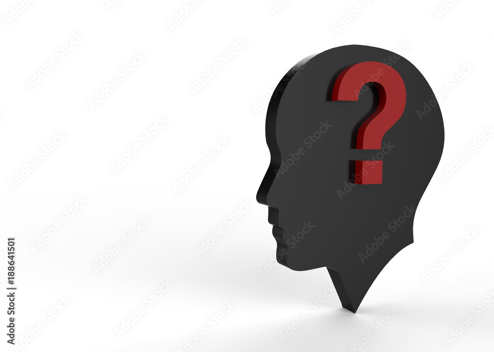 Question mark with human head and brain, 3d illustration Stock ...