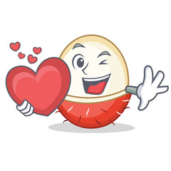 Poster - With heart rambutan mascot cartoon style