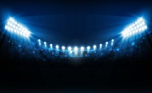 Bright Stadium Lights Vector Design. Vector Illumination