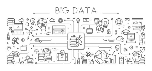Poster - Vector line web banner for big data