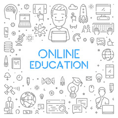 Poster - vector line banner for online education