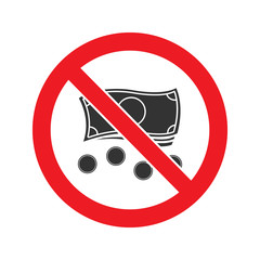 Sticker - Forbidden sign with money glyph icon