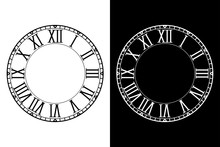 Retro Clock Face With Roman Numerals