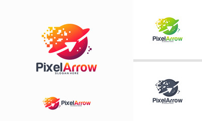 Wall Mural - Pixel Arrow logo designs concept vector, Arrow technology logo designs template