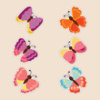 Set of cute stickers with butterfly