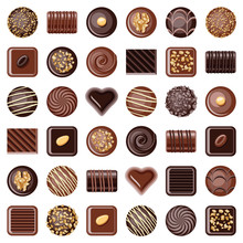 Chocolate Pralines Candies Icon Collection - Vector Color Illustration