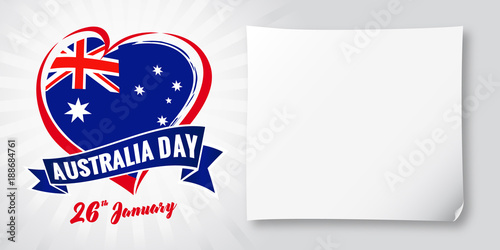 Australia Day 26 January Flag And Heart Banner Vector