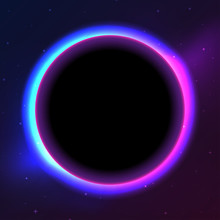 Space Themed Background With Dark Orb And Glowing Edges