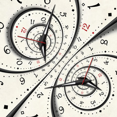 Wall Mural - abstract modern white surreal spiral clock fractal concept clock hands. twisted clocks watch unusual