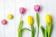 © 279photo - flowers spring tulips top view on wooden background
