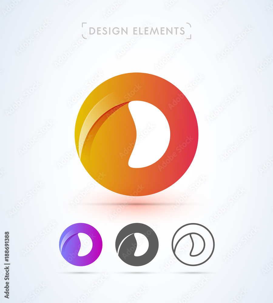 Vector abstract rounded logo template collection. Multicolored ...
