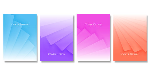 Wall Mural - Set of Vector Geometric Colorful Templates. Abstract Three Dimensional Pleated Paper Texture with Gradient Effect. Applicable for Web Background, Banners, Posters and Fliers.