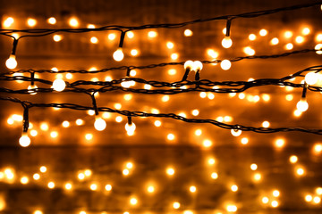 Wall Mural - Blurred christmas lights on dark background