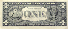 US One Dollar Bill Closeup Macro, Back Side