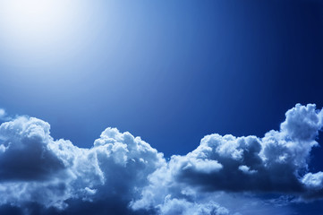 Wall Mural - blue sky with large clouds background