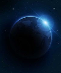 planet earth with sunrise. vector illustration
