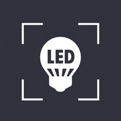 Sticker - led light bulb icon, white on dark