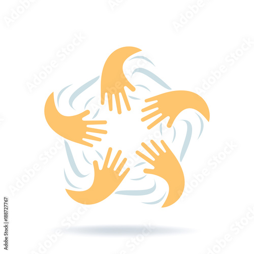 creative logo with hands connection friendship and unity concept template web sign vector illustration buy this stock vector and explore similar vectors at adobe stock adobe stock unity concept template