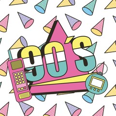 Canvas Print - the 90s mobile and toy electronic retro memphis decoration vector illustration