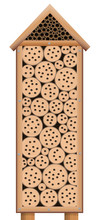 Bug House - Wooden Insect Hotel Tower With Roof - Isolated Vector Illustration On White Background.
