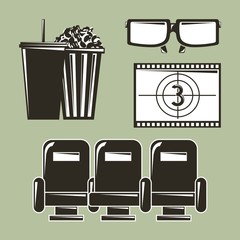 Sticker - cinema movie film equipment set icons vector illustration