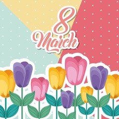 Wall Mural - march 8 international womens day greeting card floral image vector illustration