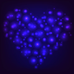 Wall Mural - Blue shining glowing heart. Happy Valentine's Day. Vector illustration