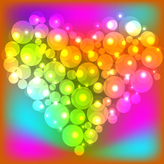 Wall Mural - Colorful pearl shiny glowing heart. Happy Valentine's Day. Vector illustration