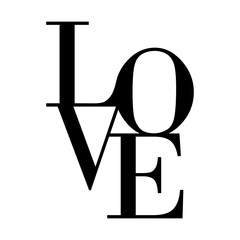 Love typography text on white background for Valentines Day.