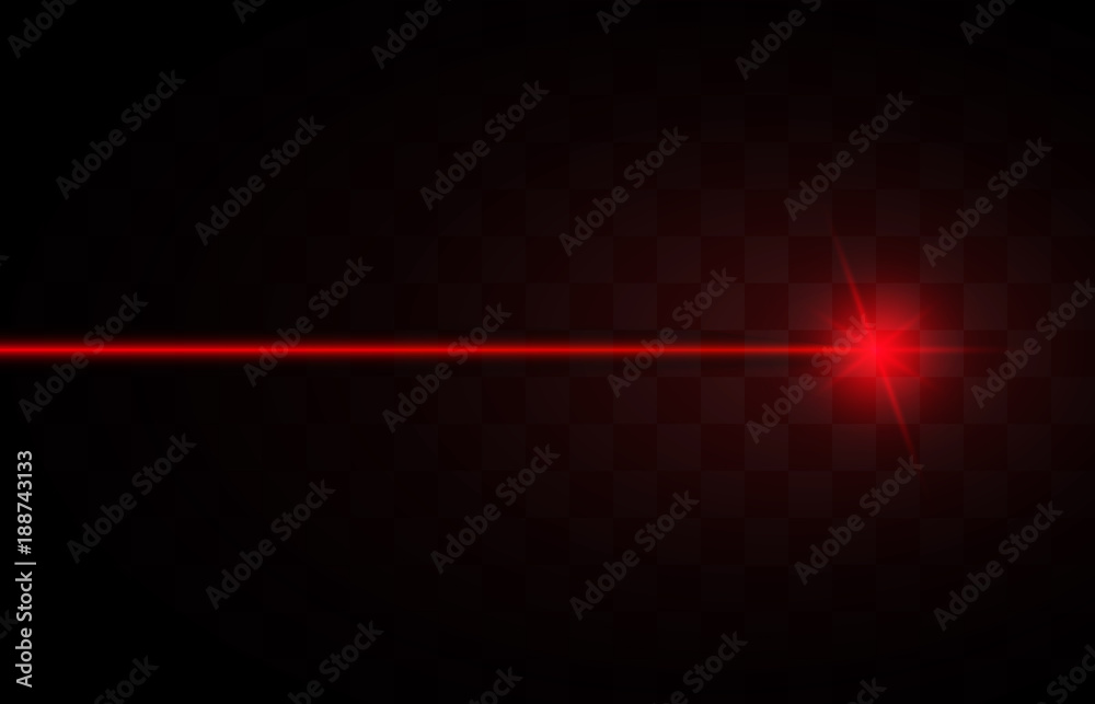 Abstract red laser beams. Isolated on transparent black background. Vector illustration, eps 10 - obrazy, fototapety, plakaty 