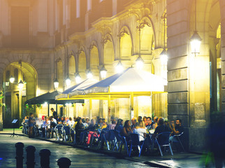 Wall Mural - Nightlife of Placa Reial in Barcelona