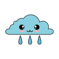 Sticker - weather cloud rainy kawaii character vector illustration design