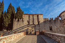 Front View Of Castle Inner Entrance Of Brescia