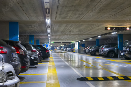 Large multi-storey underground car parking garage Stock Photo | Adobe Stock
