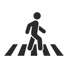 Pedestrian crossing icon. Zebra crossing. Vector icon isolated on white background.