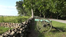 Line Of Cannon On Seminary Ridge, Gettysburg National Battlefield, PA, USA.