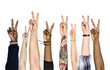Variation hands with peace sign