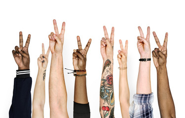 variation hands with peace sign
