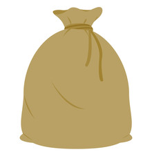 Full Burlap Sack Tied With Rope. Vector Illustration