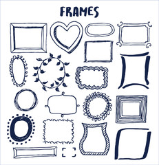 Wall Mural - Set of Cute Hand Made Frames Vector Illustration