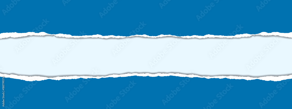 vector realistic illustration of blue torn paper with shadow - obrazy, fototapety, plakaty 