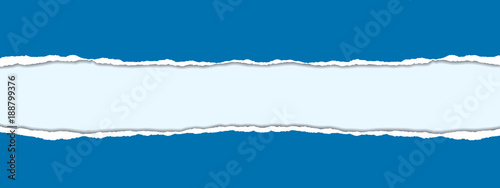 Fotomural vector realistic illustration of blue torn paper with shadow