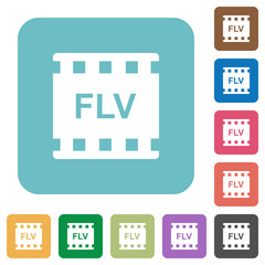 Sticker - FLV movie format rounded square flat icons