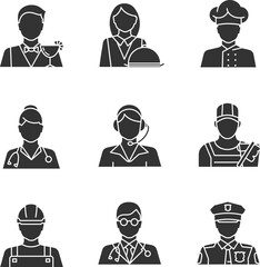 Canvas Print - Professions glyph icons set